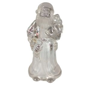 Vintage Frosted Glass Santa Candle Holder Christmas Decor Tea Light Holi…
